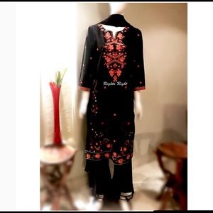 Salwar Kameez Pakistani Punjabi Suit Black Party Wear Shalwar Kameez Cotton NWT
